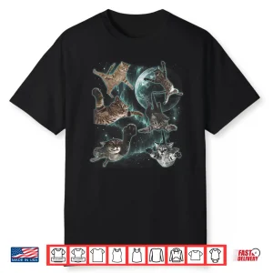 Cats Flying In Galaxy Vintage 90S Funny Galaxy Cat In Space Shirt