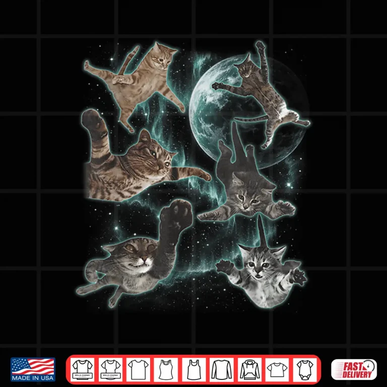 Design Cats Flying In Galaxy Vintage 90S Funny Galaxy Cat In Space Shirt
