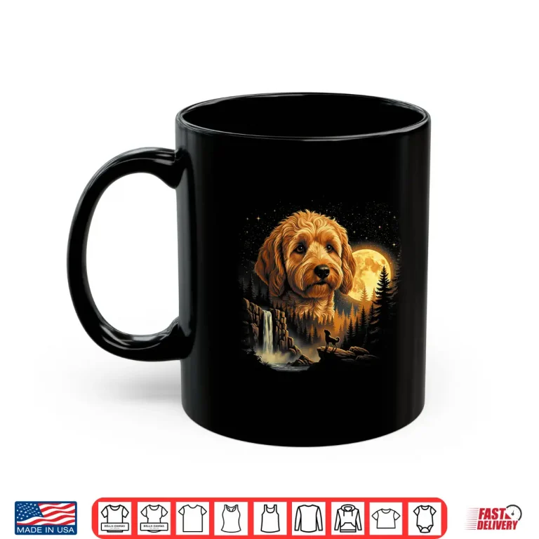 Mug Goldendoodle Howling To The Moon Vintage Funny Goldendoodle Shirt