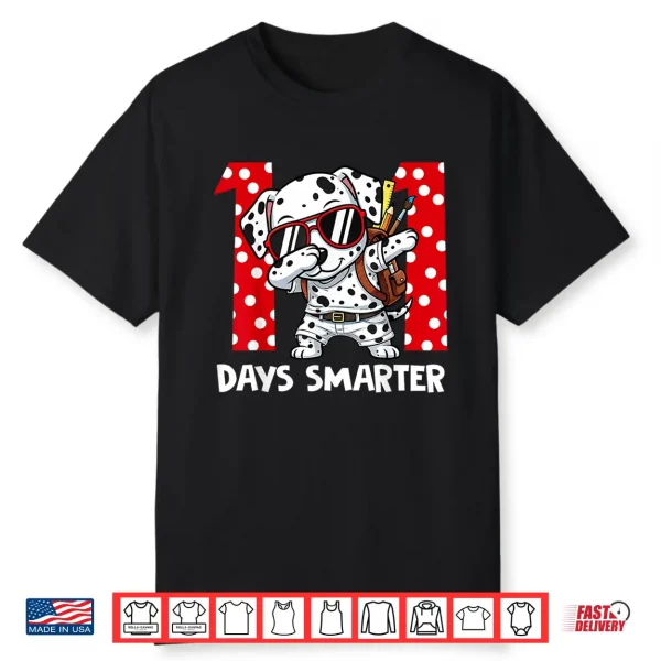 100 Days Smarter Cute Dalmatian Dog 100Th Day Of School Kids Shirt