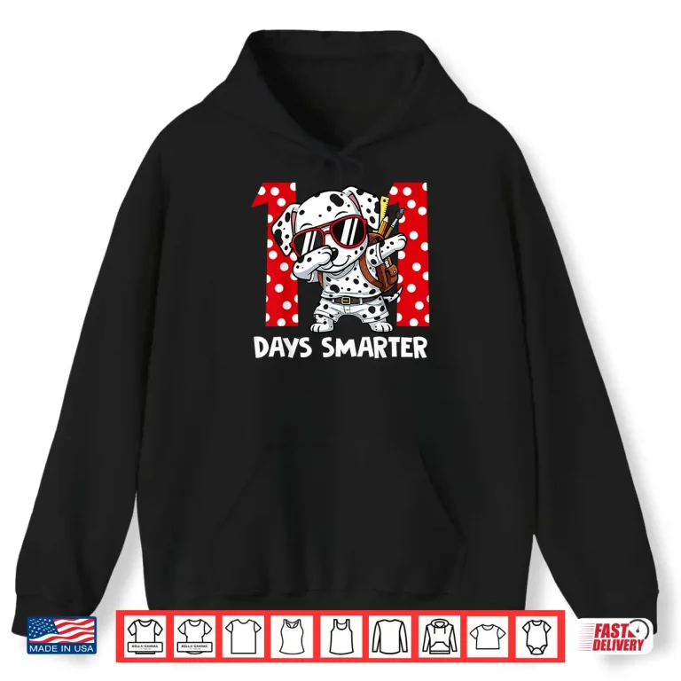 Hoodie 100 Days Smarter Cute Dalmatian Dog 100Th Day Of School Kids Shirt 1