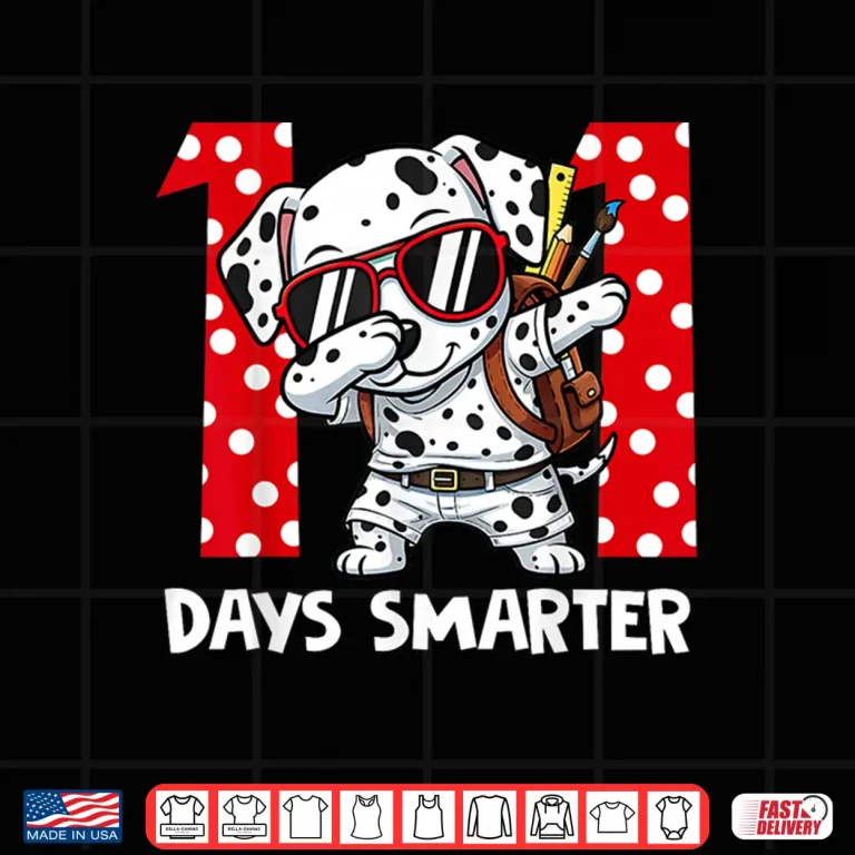 Design 100 Days Smarter Cute Dalmatian Dog 100Th Day Of School Kids Shirt 1