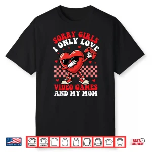 Boys Valentines Video Games Mom Heart Gaming Valentines Day Shirt
