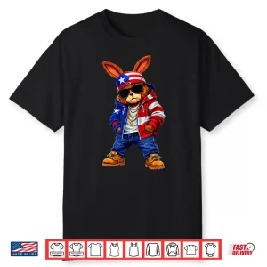 Cool Bunny Puerto Rican Flag Gift For Men Women Kid Boy Girl Shirt