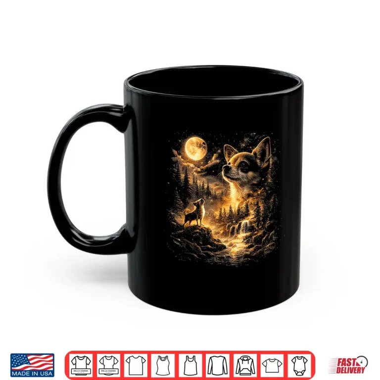 Mug Chihuahua Howling To The Moon Meme Vintage 90S Retro Shirt 1