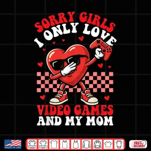 Design Boys Valentines Video Games Mom Heart Gaming Valentines Day Shirt 1