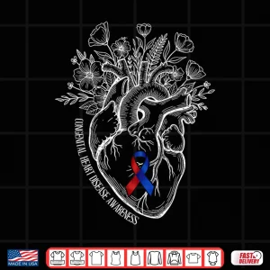 Design Congenital Heart Disease Chd Awareness Heart Warrior Floral Shirt 1