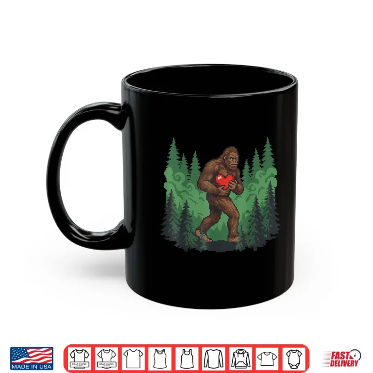 Mug Funny Bigfoot Heart Love Valentines Day Boys Men Shirt 1