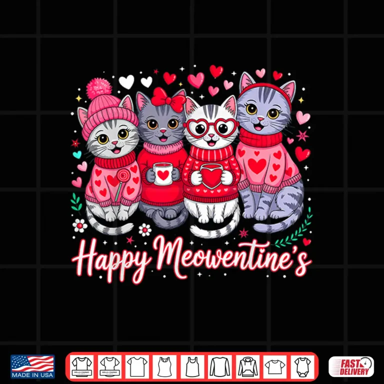 Design Happy Meowentines Valentine Cat Lovers Shirt 1