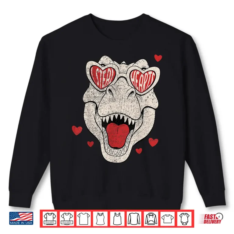 Sweatshirt Kids I Steal Hearts Trex Dino Boy Valentines Toddler Kids Shirt 1
