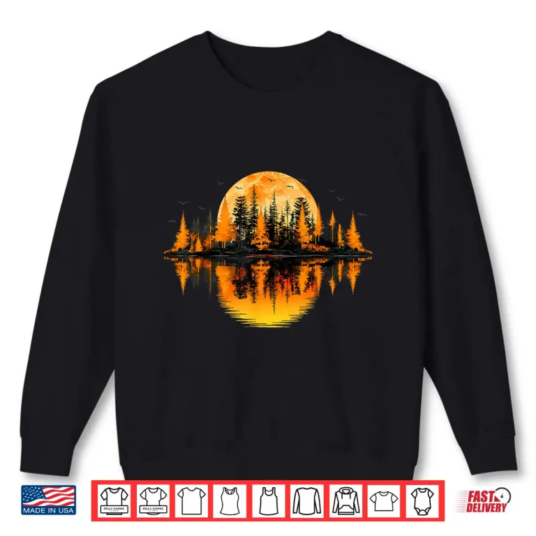 Sweatshirt Retro Nature Trees Reflection Sunset Forest Outdoor Wildlife Shirt 1