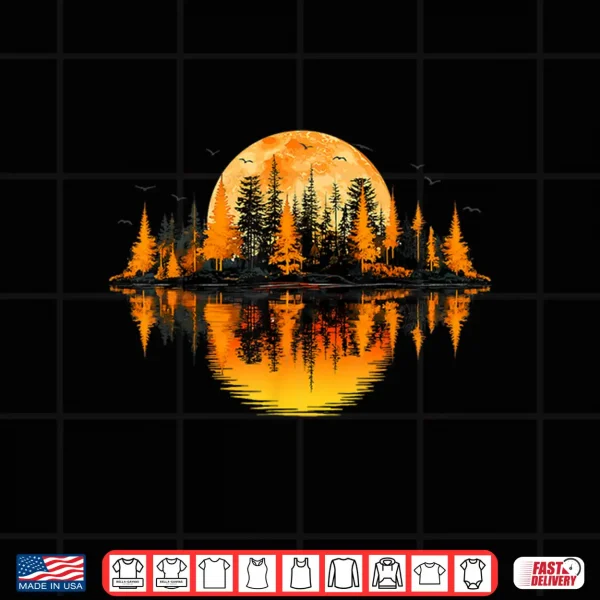 Design Retro Nature Trees Reflection Sunset Forest Outdoor Wildlife Shirt 1