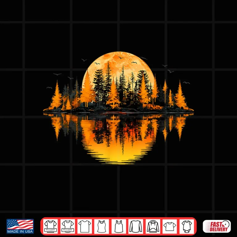 Design Retro Nature Trees Reflection Sunset Forest Outdoor Wildlife Shirt 1