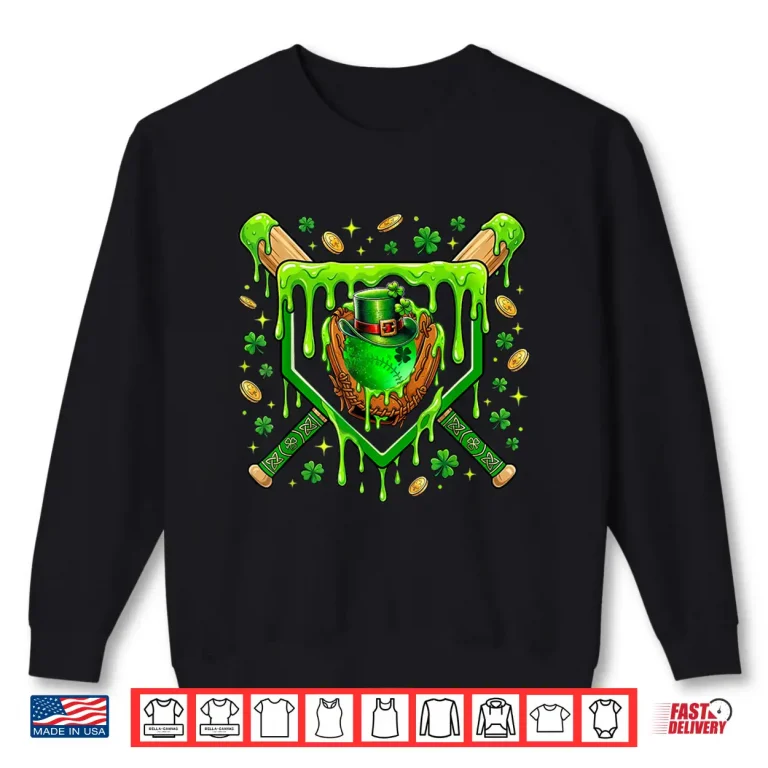 Sweatshirt St Patricks Day Baseball Ice Cream Boys Mens Baseball Player Shirt 1