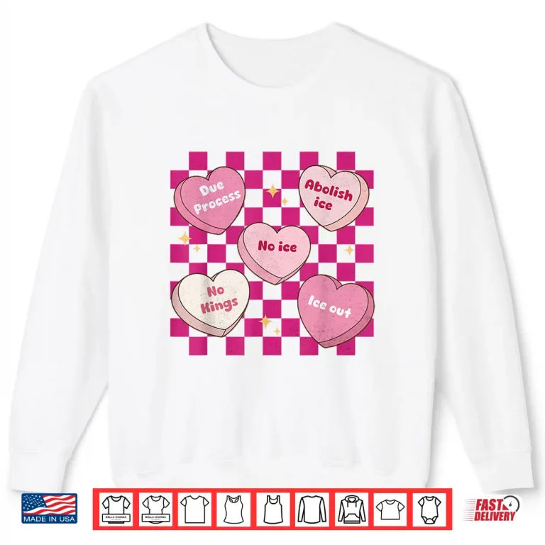 Sweatshirt ValentineS Day Candy Heart Funny Abolish Ice Checkered Shirt 1