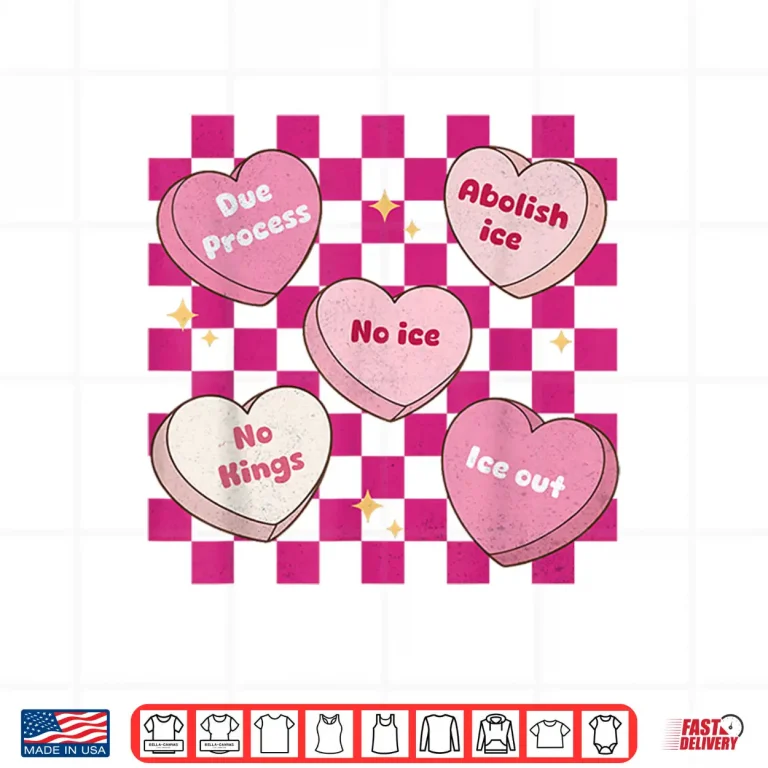Design ValentineS Day Candy Heart Funny Abolish Ice Checkered Shirt 1