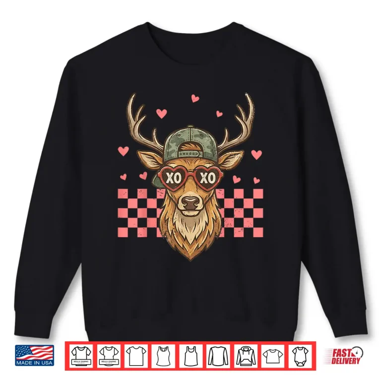 Sweatshirt Xoxo Valentine Buck Camo Deer Retro Hunting Boys Men Boy Shirt 1
