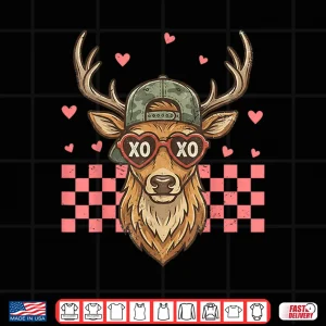 Design Xoxo Valentine Buck Camo Deer Retro Hunting Boys Men Boy Shirt 1