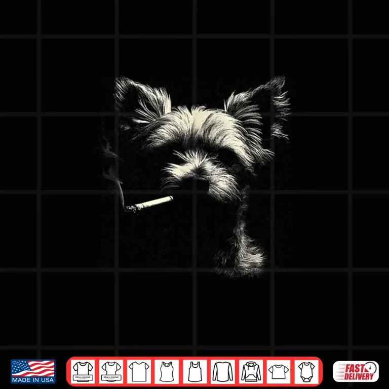 Design Yorkie Dog Smoking Cigarette Cool Terrier Style Shirt 1