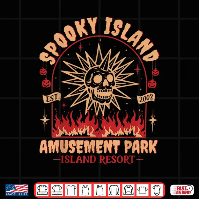 Design Halloween Spooky Island Est 2002 Amusement Park Skull Shirt
