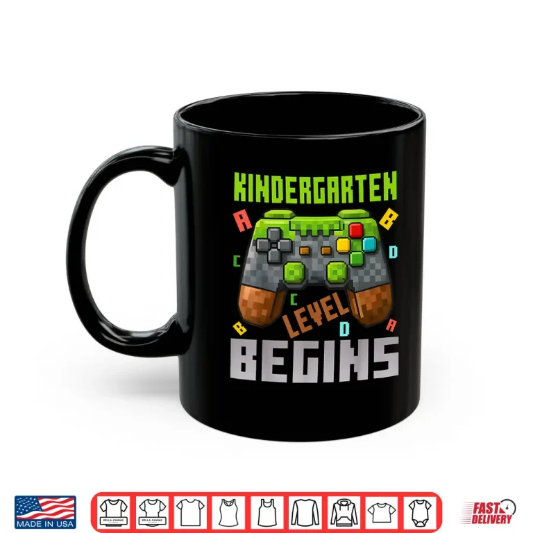 Mug Kindergarten Level Begins First Day Of Kindergarten Gaming Shirt