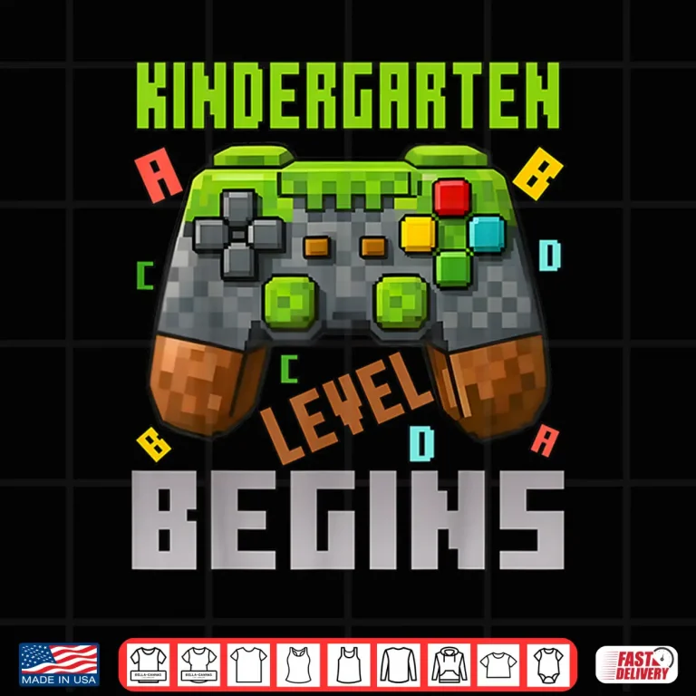 Design Kindergarten Level Begins First Day Of Kindergarten Gaming Shirt