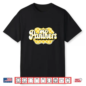 Panthers Checkered Print School Spirit Yellow Panthers Shirt
