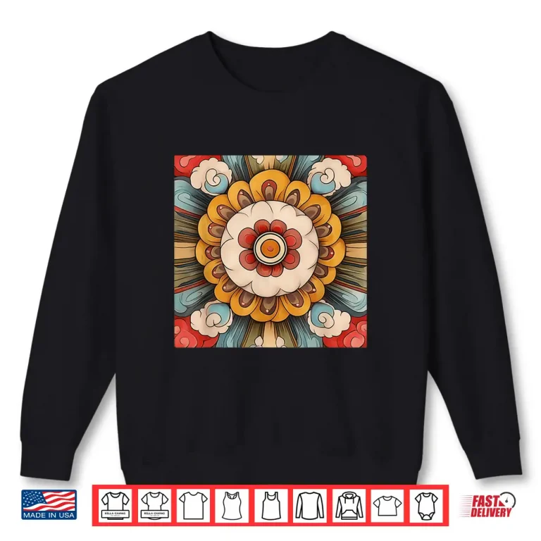 Sweatshirt Mongolian Style Floral Mandala Shirt