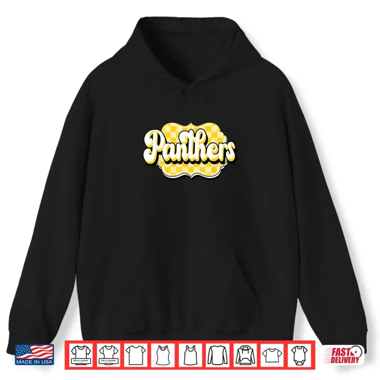 Hoodie Panthers Checkered Print School Spirit Yellow Panthers Shirt