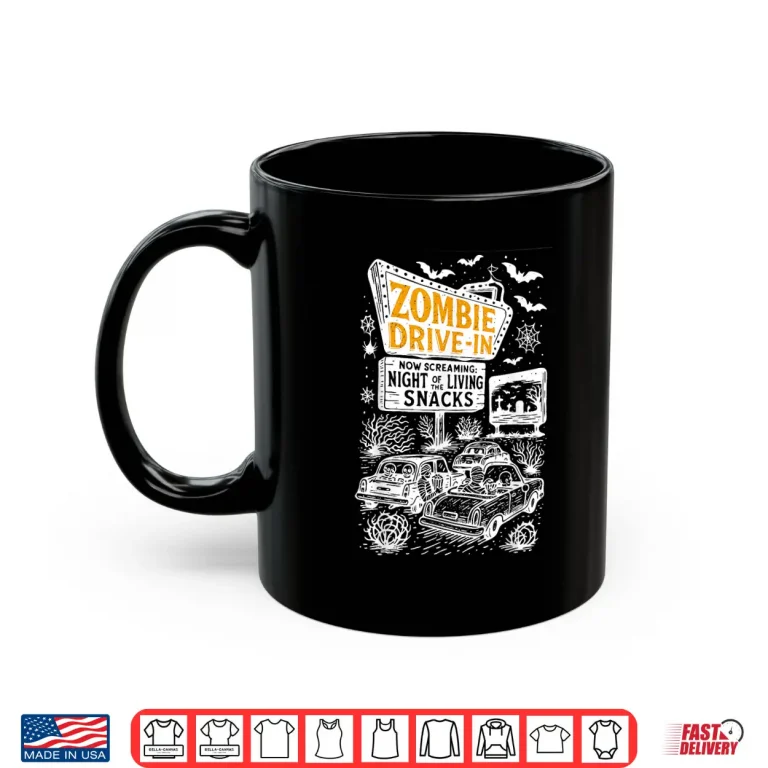 Mug Retro Zombie Drive In Skeleton Movie Night Hotel Halloween Shirt