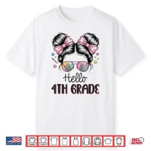 Back To School Coquette Bow Teacher Hello Fourth Grade Girls Shirt