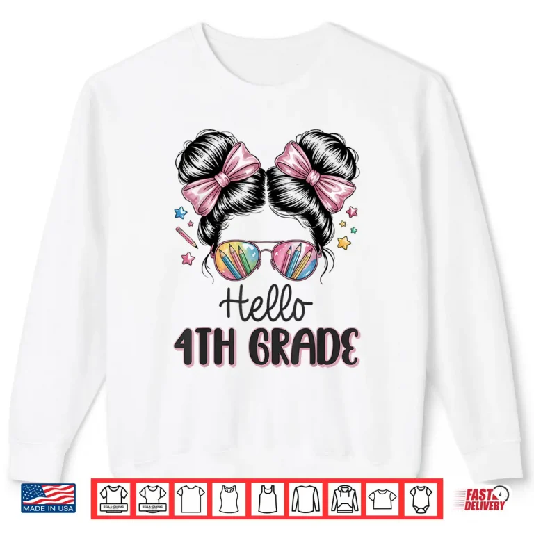 Sweatshirt Back To School Coquette Bow Teacher Hello Fourth Grade Girls Shirt