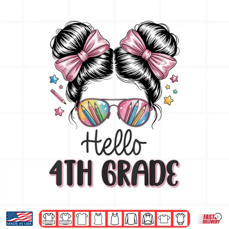 Design Back To School Coquette Bow Teacher Hello Fourth Grade Girls Shirt