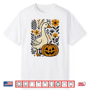 Floral Boho Silly Goose Pumpkin Cute Halloween Fall Shirt