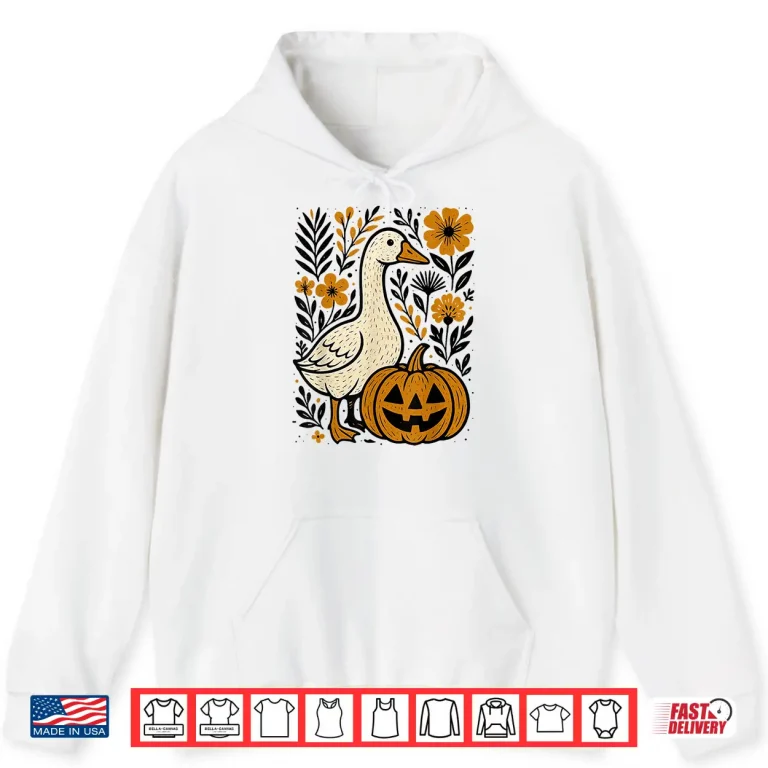 Hoodie Floral Boho Silly Goose Pumpkin Cute Halloween Fall Shirt