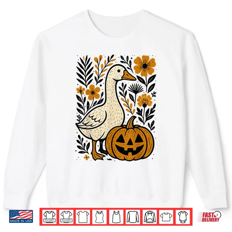 Sweatshirt Floral Boho Silly Goose Pumpkin Cute Halloween Fall Shirt