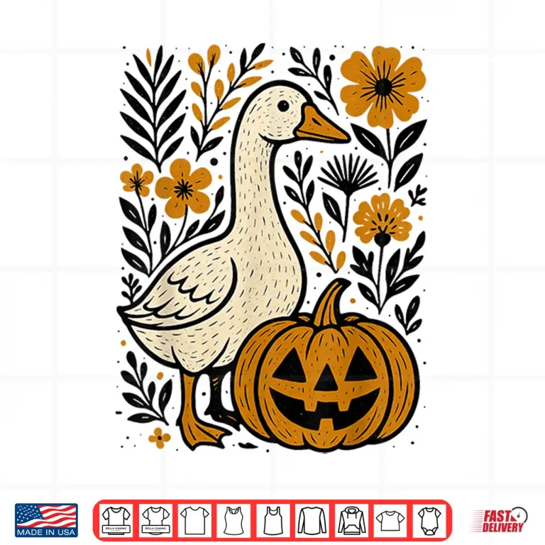 Design Floral Boho Silly Goose Pumpkin Cute Halloween Fall Shirt