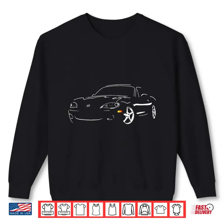Sweatshirt Japanese Miata Car Retro Roadster Outline Gift For Car Lover Shirt