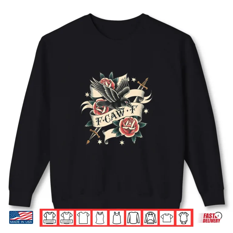 Sweatshirt Black Crow Tshirt F Caw F Funny Black Bird Moon Gothic Humor Shirt