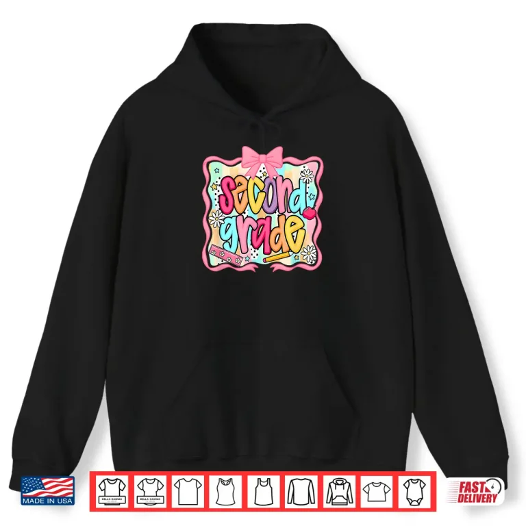 Hoodie Preppy Second Grade Coquette Bow Back To School Teachers Kid Shirt