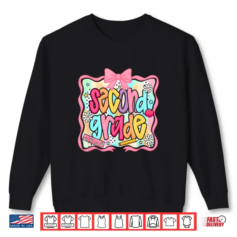 Sweatshirt Preppy Second Grade Coquette Bow Back To School Teachers Kid Shirt