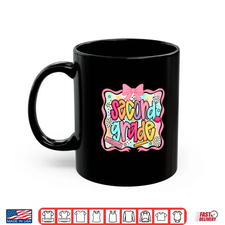 Mug Preppy Second Grade Coquette Bow Back To School Teachers Kid Shirt