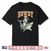 Cowgirl Riding Shark Rodeo Art Funny Western Summer Howdy Shirt