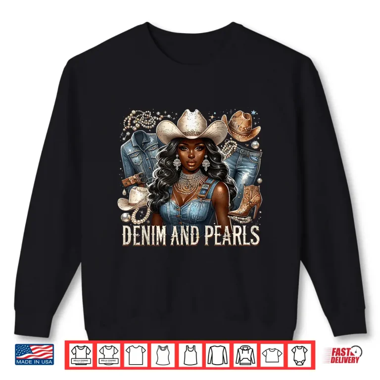 Sweatshirt Denim and Pearls Cowgirl Glam Western Rodeo Style Shirt