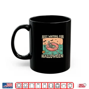 Mug Just Waiting for Halloween Skeleton Pool Float Summerween Shirt