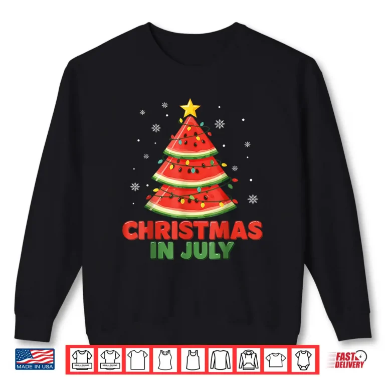 Sweatshirt Christmas In July Watermelon Xmas Tree Summer Shirt