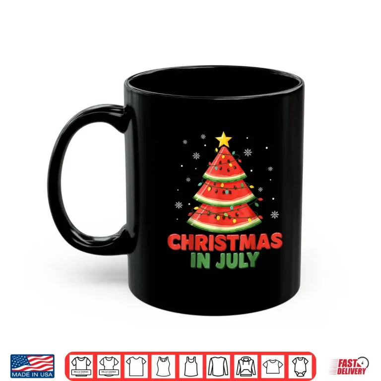 Mug Christmas In July Watermelon Xmas Tree Summer Shirt