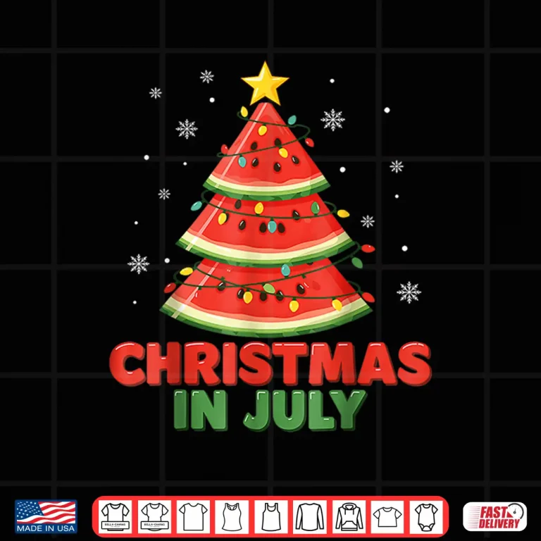 Design Christmas In July Watermelon Xmas Tree Summer Shirt