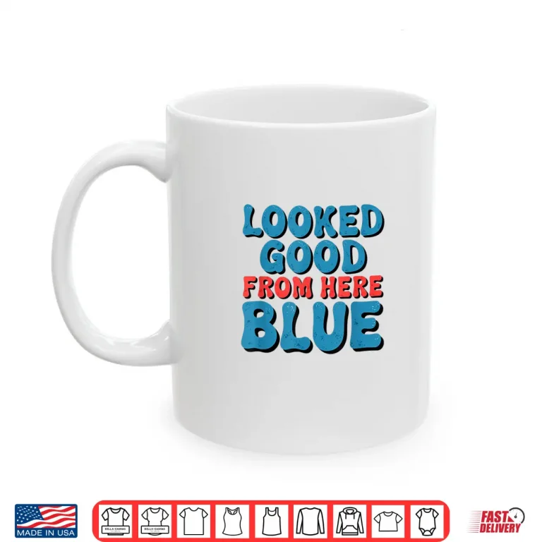 Mug Retro Groovy Looked Good From Here Blue Funny Softball Shirt