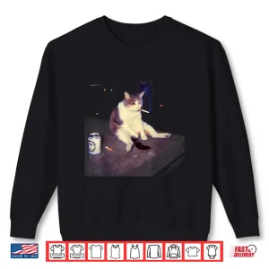 Sweatshirt Cigarette Kitten Funny Smoking Cat Meme Stupid Brainrot Shirt